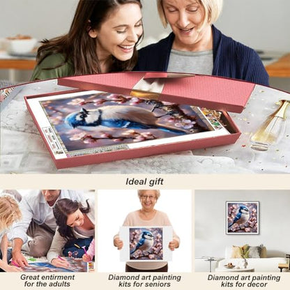Acudotr Bird Diamond Art Kits for Adults, DIY Home Decor, 12x12 Inch | 5D DIY Diamond Painting kits, Full Round Drill Design, Easy for Beginners, Complete Tools Set, Prefect Handmade Gift