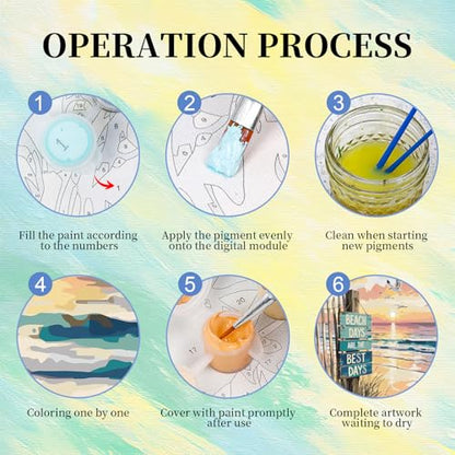 Paint by Numbers Kit for Adults, Beach DIY Acrylic Painting Kit, 16x20 Inch - color: CYOP1P01