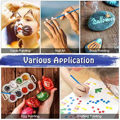 anezus 100Pcs Paint Brushes Bulk Small, for Kids Fine Set Detail Classroom Model Canvas Face Nail Art Acrylic Watercolor Craft Supplies, Blue - style: Fine Paint Brushes