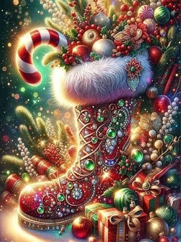 Christmas Diamond Art Kits for Adults , diamond painting kits for Beginners - color: Christmas Boots