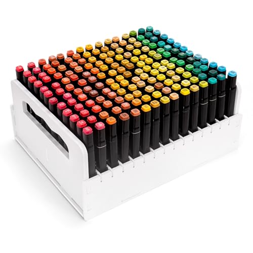 SANFURNEY Marker Pen Organizer Holder for Carts, 180 Slots | Art Marker Pens Colored Pencils Rack, Desktop Craft Supply Organizer for Home Classroom Office - size: 180-slot
