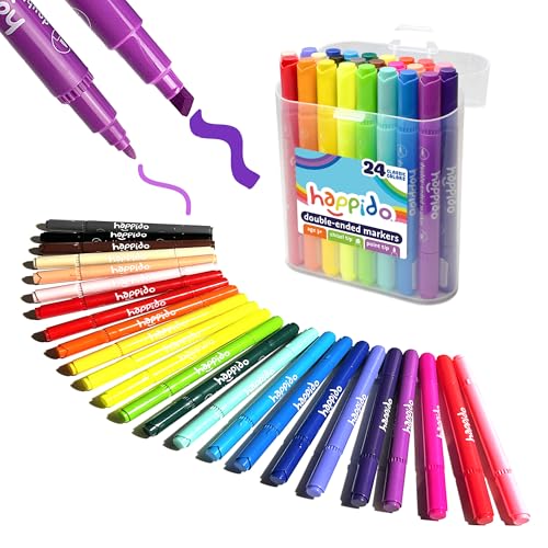 International Arrivals Happido Double-Sided Markers for Kids, Set of 24 - style: 24 Count - Double Ended