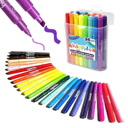 International Arrivals Happido Double-Sided Markers for Kids, Set of 24 - style: 24 Count - Double Ended