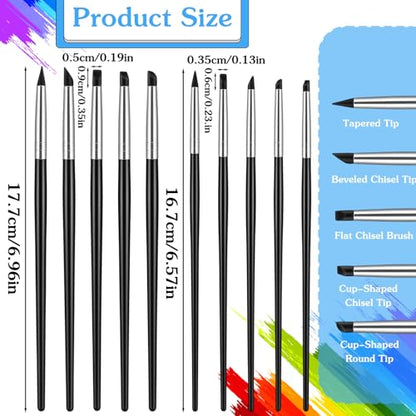 10PCS Silicone Clay Tools,Durable Silicone Sculpting Tools | Flexible Clay Carving Tool,Smooth Surface Silicones Clays Sculpting Tool,for Pottery Artwork Shaping Carving DIY,Black