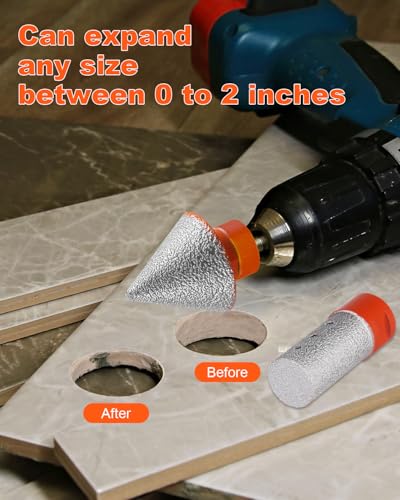 3 PCS Diamond Beveling Chamfer Bits Set, with 5/8-11 Thread Adapter | Tile Cone Grinder Bit, 1" Diamond Drill Bits for Hole Enlarging Trimming Grinding in Tile, Marble, Glass, Granite,Ceramic