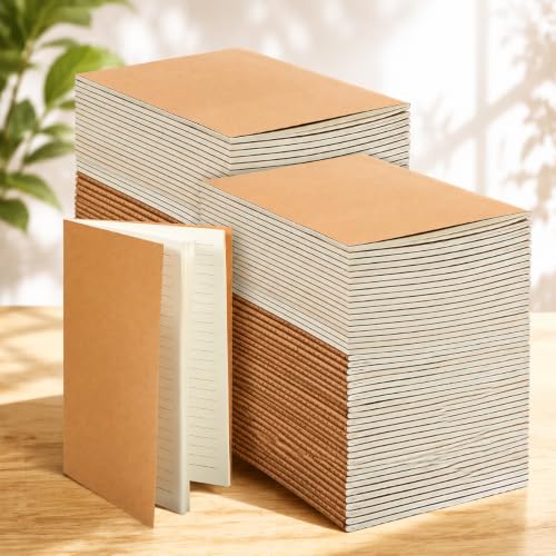 Mimorou 100 Pcs A5 Journals Notebooks Bulk,Brown,Lined - color: Brown, style: Lined