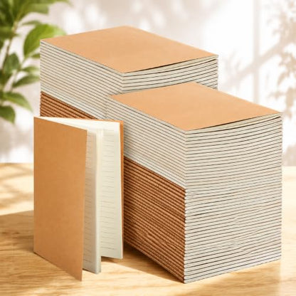 Mimorou 100 Pcs A5 Journals Notebooks Bulk,Brown,Lined - color: Brown, style: Lined