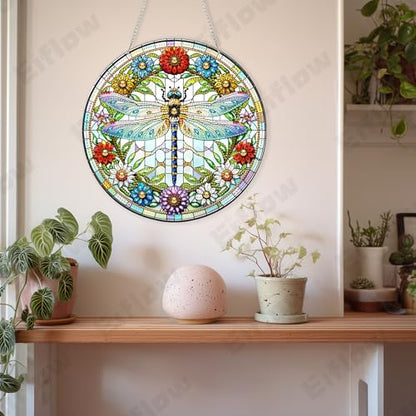 Eiflow Acrylic Diamond Art Hanging Kit for Adults, DIY Diamonds Painting Door Hanging Board Kit, Special Crystal Diamond Art Painting Pendant Ornament (Dragonfly) - color: Dragonfly