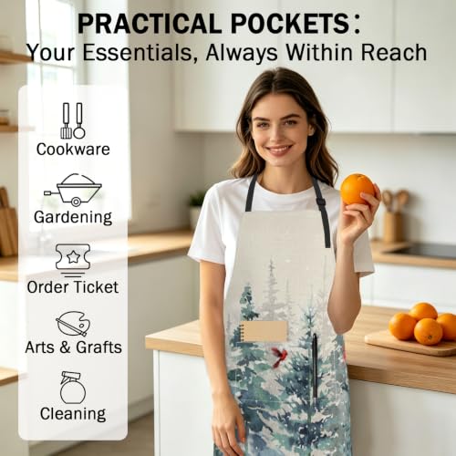 Imiss Waterproof Stain-Resistant Cooking Chef Aprons for Grill BBQ Baking 27 X 31 Inch - color: Winter Tree