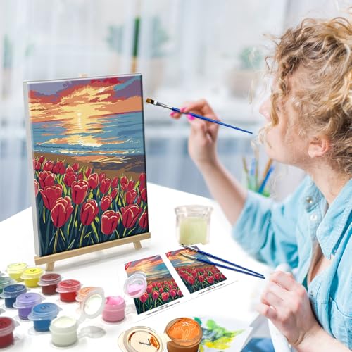 ATDMS Paint by Numbers Kit for Adults with Frame, 8 x 12 Inch - color: Flower 231