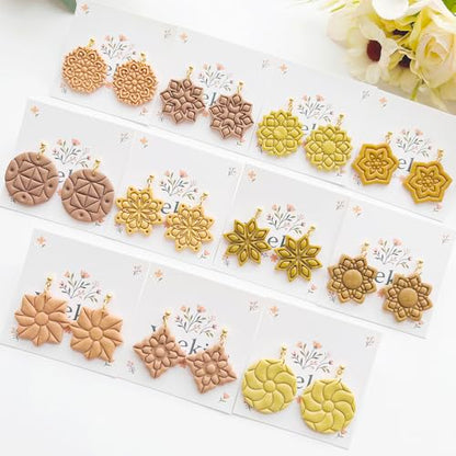 Xaekicr 11 Pcs Mandala Polymer Clay Cutters - Geometric Flower & Boho Shape Jewelry Making Tools for Earrings, Pendants & DIY Crafts, Soft Clay Molds - color: 2D color
