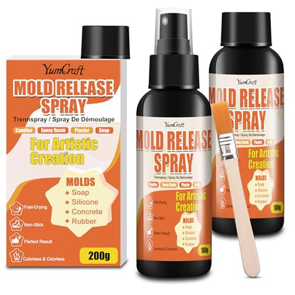 7 oz Silicone Mold Release Spray, Water Based Odorless Fast Drying Releaser, Non-Stick No Oily Residue for Epoxy Resin, Candle Making, Soap, Plaster, Silicone & Plastic Molds, Extend Mold Lifespan