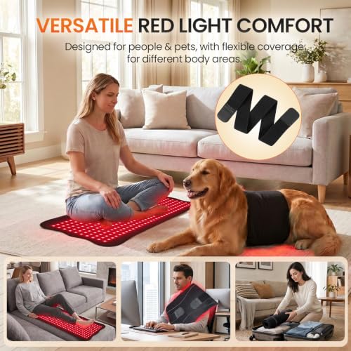 33" x 14" Red Light Therapy Mat for Body Pain Relief, 320 LEDs, 45W | 660nm&850nm Large Infrared Light Therapy Pad for Home Use, Easy-Clean Design, 4 Modes, 5 Intensity Levels, 10-90 Min Timer
