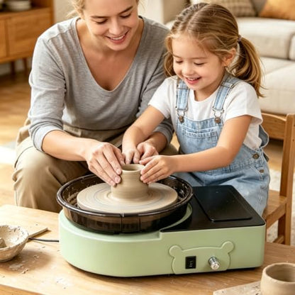 Pottery Wheel Machine with Foot Pedal, 6" Turntable Two-Way Rotation Clay Wheel，Electric Ceramic Forming Machine with Detachable Basin,DIY Clay Potter's Wheel Kit for Kids and Beginners Adults at Home