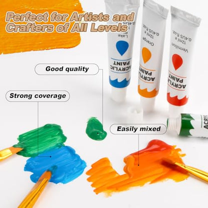 MAQIHAN Acrylic Paint Set - 24 Colors Acrylic Paint with 20 Brushes,24 x 12ml Tubes Artist Quality,Non Toxic Painting Supplies Kits for Artists and Adults,Craft Paint for Canvas Rock Ceramic Wood