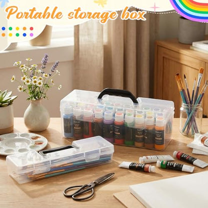 Geelin 1 Set Clear Paint Storage Box with Brush Holder, 30 Bottles