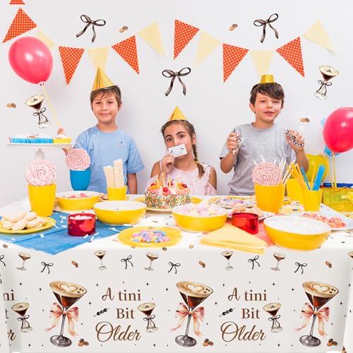 1Pc Martini Wine Glass Party Plastic Tablecloth 54 x 87 Inch Long Table Cover, Brown Martini Party Tablecover for Fruit Wine Theme Kids Baby Shower Birthday Dinner Picnic Kitchen Event - color: Brown Martini Wine Glass