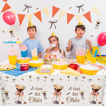 1Pc Martini Wine Glass Party Plastic Tablecloth 54 x 87 Inch Long Table Cover, Brown Martini Party Tablecover for Fruit Wine Theme Kids Baby Shower Birthday Dinner Picnic Kitchen Event - color: Brown Martini Wine Glass