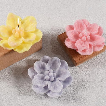 3D Flower Silicone Candle Molds Lotus/Rose/Iris/Camellia Flower Soap Plaster Resin Casting Mold Fondant Chocolate Cake Baking Tools (Camellia)