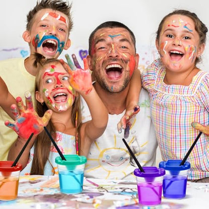 10 Pack Paint Cups with Lids for Kids, Art Supplies No Spill Painting Cups for Young Artist, Reusable Paint Water Cup Paint Mixing Cups for Classroom Arts Crafts Supplies