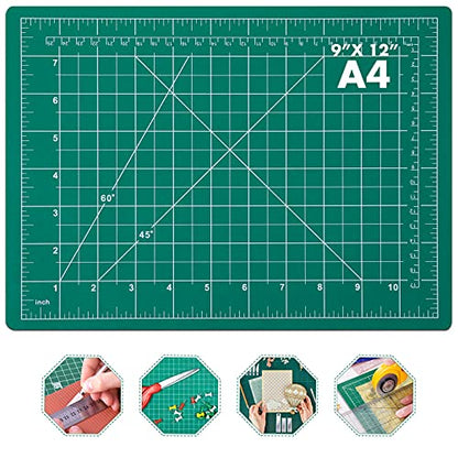 anezus Self Healing Sewing Mat, Rotary Cutting Mat Double Sided 5-Ply Craft Cutting Board for Sewing Crafts Hobby Fabric Precision Scrapbooking Project 9inch x 12inch(A4) - color: Green, size: 12" x 9"