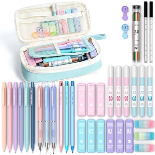 Four Candies 36PCS Mechanical Pencil Set with 624 Lead Refills (Blue) - color: Blue