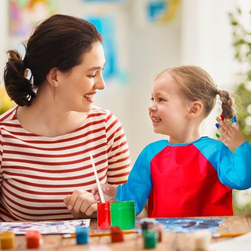 Zkptops Kid Art Smocks Waterproof Kids Painting Aprons Toddler Art Smock Kids Paint Smock with Long Sleeve 3 Roomy Pockets for Age 3-7 Years(Red) - color: Y 1 Pack Red