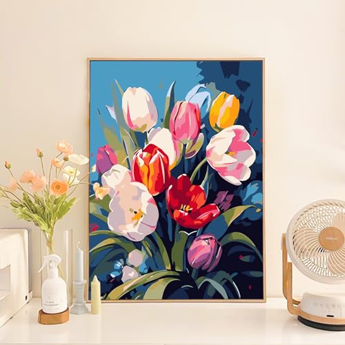 Paint by Numbers Kit for Adults Beginner, Colorful Tulip Bouquet 16x20 Inch - color: LBUSOPNF1P05