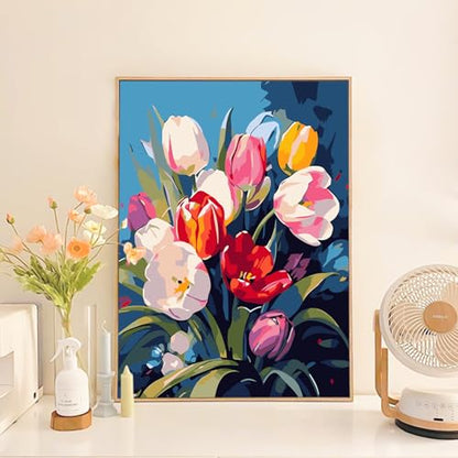 Paint by Numbers Kit for Adults Beginner, Colorful Tulip Bouquet 16x20 Inch - color: LBUSOPNF1P05