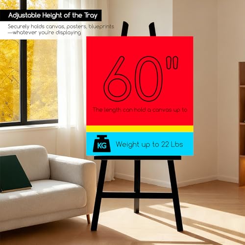 MEEDEN Display Easel Stand for Sign: Adjustable Wooden Stands for Painting - A Frame Art Easel for Canvas up to 60" for Artist Adults Drawing Picture Poster - Black - color: Black, size: Medium