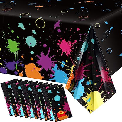 Tatuo 2 Pcs Neon Glow Party Table Cloths 108x54 Inch Disposable