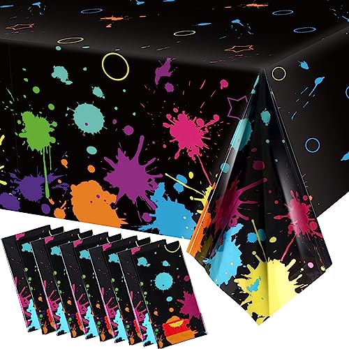 Tatuo 2 Pcs Neon Glow Party Table Cloths 108x54 Inch Disposable