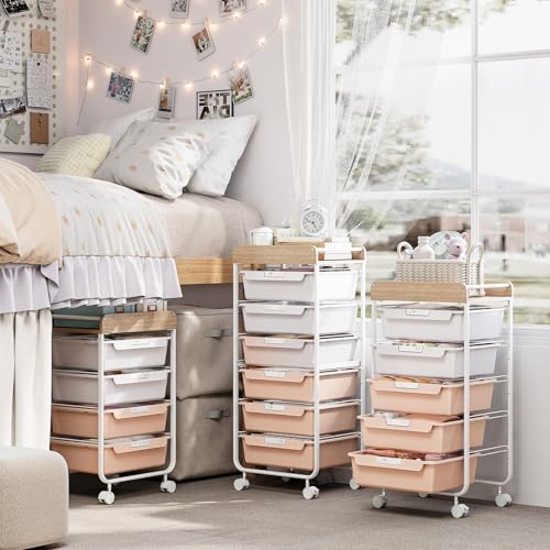 SYKIARIOL Rolling Craft Storage Cart with 4 Drawers,Kids Art Cart,Pearl - color: Pearl, size: 4-Drawer