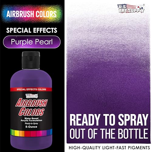U.S. Art Supply Pearlized Purple Pearl Acrylic Special Effects Airbrush Paint - 8oz Ready to Spray Air Brush Paint for Nails, Models, Fabric - Water-Based Air Brush Painting - color: Purple Pearl, size: 8 Fl Oz (Pack of 1)