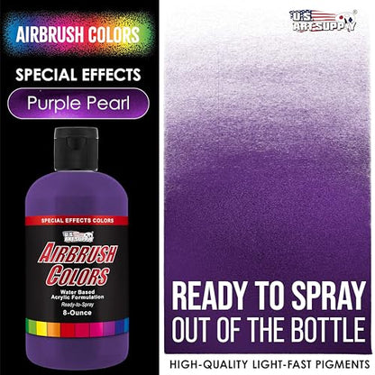 U.S. Art Supply Pearlized Purple Pearl Acrylic Special Effects Airbrush Paint - 8oz Ready to Spray Air Brush Paint for Nails, Models, Fabric - Water-Based Air Brush Painting - color: Purple Pearl, size: 8 Fl Oz (Pack of 1)