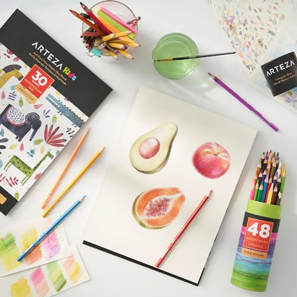 ARTEZA Watercolor Paper for Kids, 2 Pack, 30 Sheets Each, 9x12 Inches Water Pad, 135lb/200gsm, Glue Bound, Acid Free Kids Paper - style: 60 Sheets