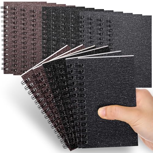 Jutom 18 Pcs Small Spiral Notebook Memo Pad 3x5, Glitter Black,Grey,Coffee - color: Glitter Black,Grey,Coffee
