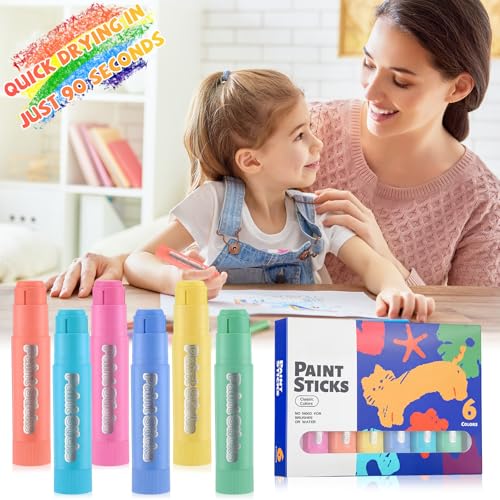 Gilprop 20 Sets Tempera Paint Sticks 120 Pcs 6 Colors Washable Quick Drying Art Solid Tempera Paint Stick Bulk Crafts Supplies(Macaron) - color: Macaron