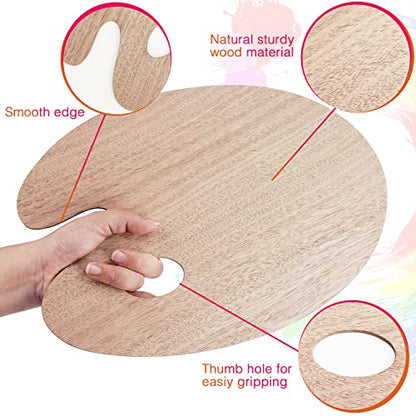 Tamaki Wooden Paint Palette Paint Tray Palettes for Acrylic, Painting Palette Art Pallet for Painting, Thumb Holder Trays for Artist, 1 PCS - size: 13.7 x 9.3 Inch