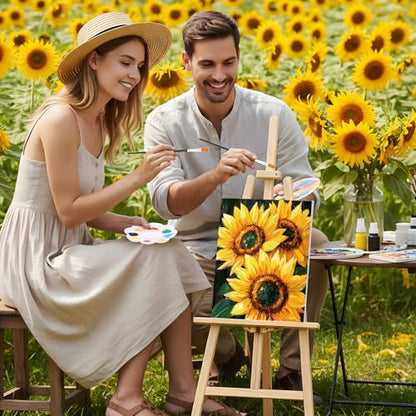 Cholemy 36 Pcs Paint and Sip Kit Gift for Adults 8''x10'',Sunflower | Pre Drawn Canvas, Painting DIY Afro Acrylic Painting Kit, Wood Easel Brushes, Date Night Bulk, Summer Halloween Party - style: Sunflower