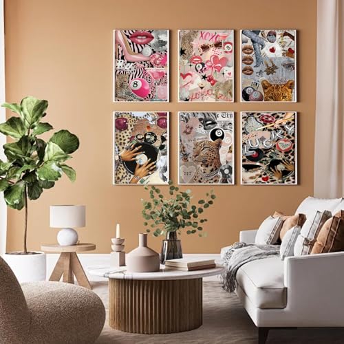 6 Pack Fashion Diamond Art Kits for Adults Diamond Painting Kit for Adults | Cute Fashion Modern 5D Diamond Dots Gem Art Crafts with Tools, Round Full Drill Crafts for Home Wall Decor-12X16in - color: DP03178, size: Round diamond painting