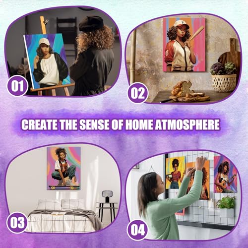 Sherr 20 Pcs Stretched Pre Drawn Canvas African American Canvas to Paint Afro Queen Black Art for Painting for Adults Outline Pre Drawn Stretched Cotton Art to Paint Party Set, 8 x 10 - style: Vintage