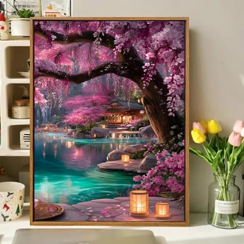Tree Paint by Numbers Kit for Adults, Adult Paint by Number Kits 16x20 Inch - color: Pink Tree