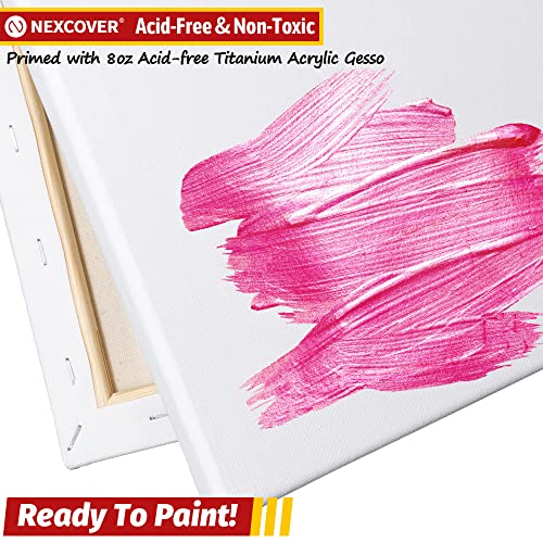 NEXCOVER Stretched Canvas - 8 Pack 11x14 Inch, 5/8" Profile Thick Pinewood Frame, Blank White Painting Canvas for Acrylic Oil Tempera Gouache Paint, for Beginners Kids Students Artists DIY Craft/Decor - size: 11"x14"-8Pack
