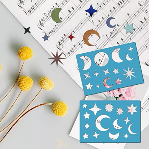 GORGECRAFT 2 Styles Jewelry Shape Template Reusable Leather Earring Templates Plastic Moon Star Sun Cutouts Cutting Stencil Lapidary Templates for Drawing Earrings Making Jewelry DIY Crafts 5x3.5 inch - style: Lapidary,Sun