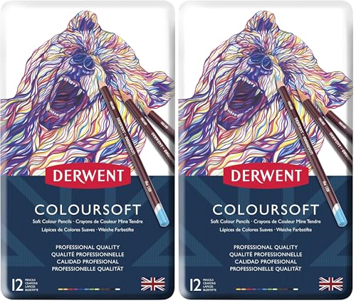 Derwent Colorsoft Pencils, 4mm Core, Metal Tin, 12 Count (0701026) (Pack of 2) - size: 12 Count (Pack of 2), style: Metal Tin