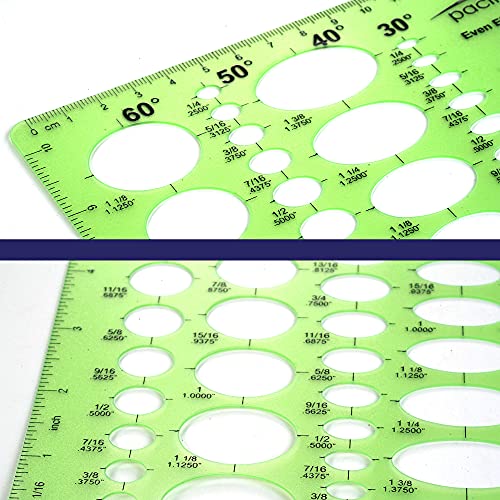 Pacific Arc Even Ellipse Master Template Guide, 79 Ellipses in 5 projections of 20, 30, 40, 50, and 60 Degrees - style: Even Ellipses