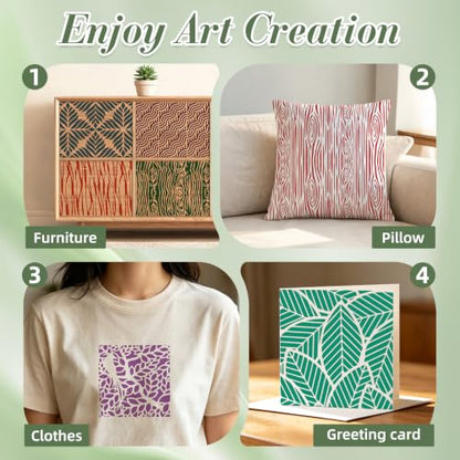 Geometric Texture Stencils for Crafts Reusable 16Pcs Stencils(5.9X5.9 inch) - color: Texture 25