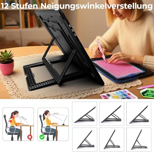 Zocelight Rechargeable A3 Light Board with Built-in Stand,Super Bright Magnetic Light Box for Tracing,Wireless Light Pad for Diamond Painting,Side Buttons,5000mAH Battery,LED Light Table for Drawing - size: A3 with Stand