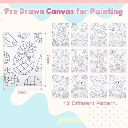 Louise Maelys 12Pack Pre Drawn Canvas to Paint for Kids,Fruit Food - color: FOOD